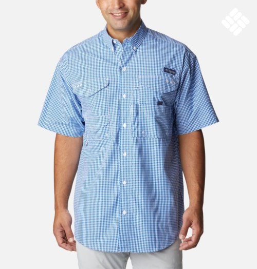 Men's Columbia PFG Super Bonehead Classic Short Sleeve Shirts Blue | CA-C03LA