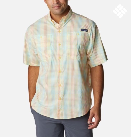 Men's Columbia PFG Super Tamiami Short Sleeve Shirts Beige | CA-NA036