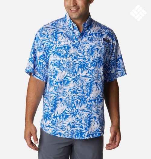 Men's Columbia PFG Super Tamiami Short Sleeve Shirts Blue | CA-Y1048