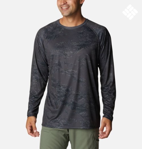 Men's Columbia PFG Super Terminal Tackle Long Sleeve Sweatshirts Camo | CA-GL30C