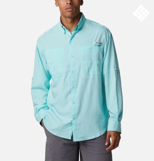 Men's Columbia PFG Tamiami II Long Sleeve Shirts Turquoise | CA-D5C3A