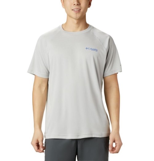 Men's Columbia PFG Terminal Tackle Heather Short Sleeve T Shirts Light Grey | CA-L1035