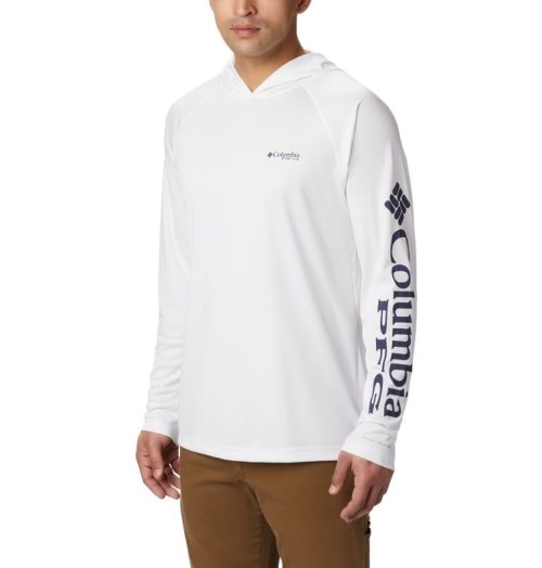 Men's Columbia PFG Terminal Tackle Hoodie White | CA-I61L4