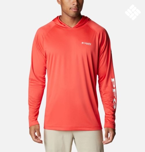 Men's Columbia PFG Terminal Tackle Hoodie Red | CA-M8405