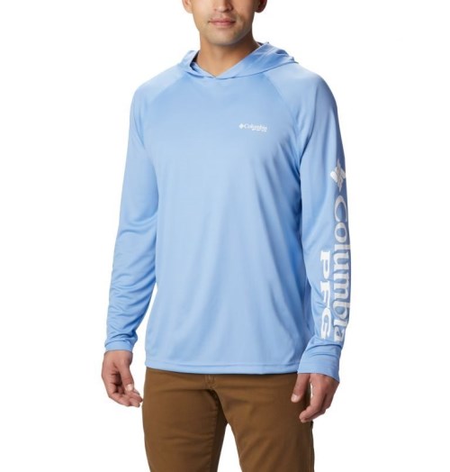 Men's Columbia PFG Terminal Tackle Hoodie Light Blue | CA-X04C5