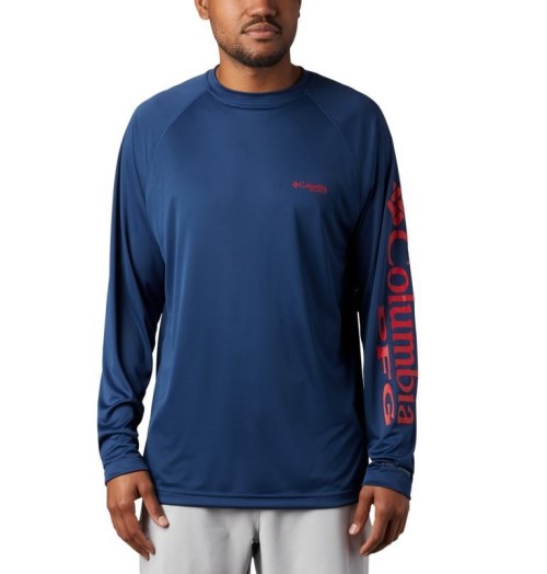 Men's Columbia PFG Terminal Tackle Long Sleeve Sweatshirts Navy | CA-P38L4