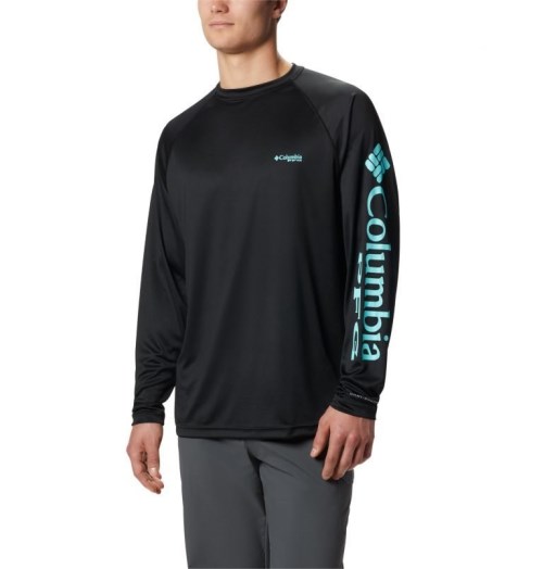 Men's Columbia PFG Terminal Tackle Long Sleeve Sweatshirts Black | CA-U3A40