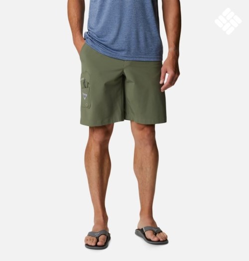 Men's Columbia PFG Terminal Tackle Shorts Olive | CA-G3L08