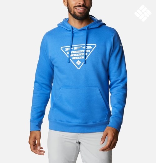 Men's Columbia PFG Triangle II Hoodie Blue | CA-C4A5L