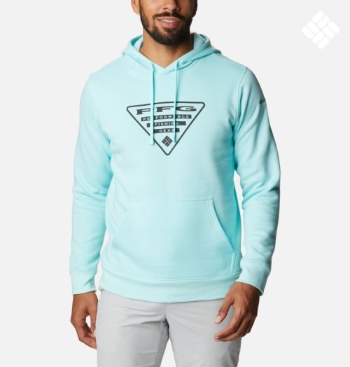 Men's Columbia PFG Triangle II Hoodie Turquoise | CA-RL386