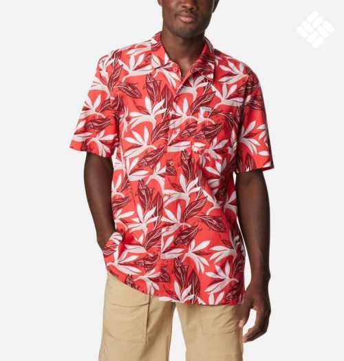 Men's Columbia PFG Trollers Best Short Sleeve Shirts Flower | CA-C1306