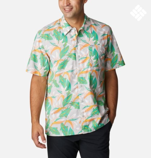 Men's Columbia PFG Trollers Best Short Sleeve Shirts Flower | CA-FA6LC