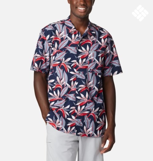 Men's Columbia PFG Trollers Best Short Sleeve Shirts Flower | CA-V651C