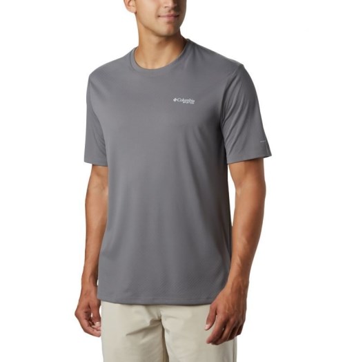 Men's Columbia PFG Zero Rules Short Sleeve T Shirts Grey | CA-V635A