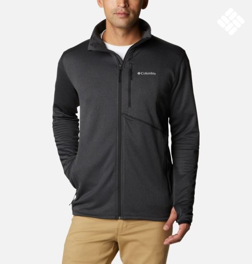 Men's Columbia Park View Full Zip Fleece Jackets Black | CA-J3A4C