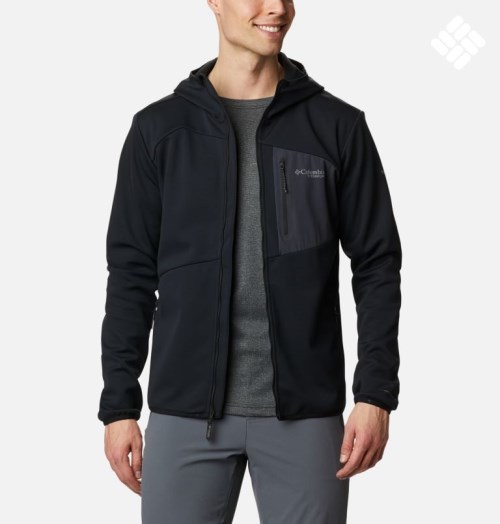 Men's Columbia Peak Pursuit Tech Hoodie Jackets Black | CA-Y860L