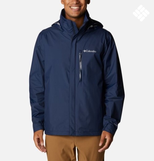 Men's Columbia Peak to Sea Rain Jackets Navy | CA-D4C8L