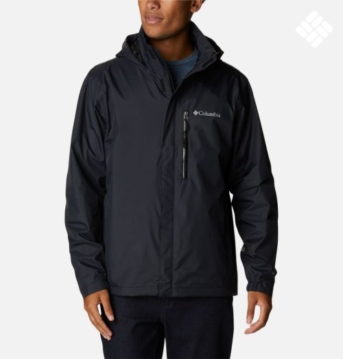 Men's Columbia Peak to Sea Rain Jackets Black | CA-M561C