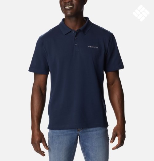 Men's Columbia Pines Terrace Polo Shirts Navy | CA-V34L6