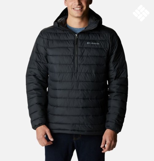 Men's Columbia Powder Lite Anorak Down Jackets Black | CA-Q658L