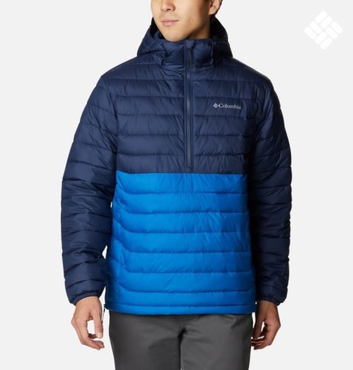 Men's Columbia Powder Lite Anorak Down Jackets Blue | CA-QA61L