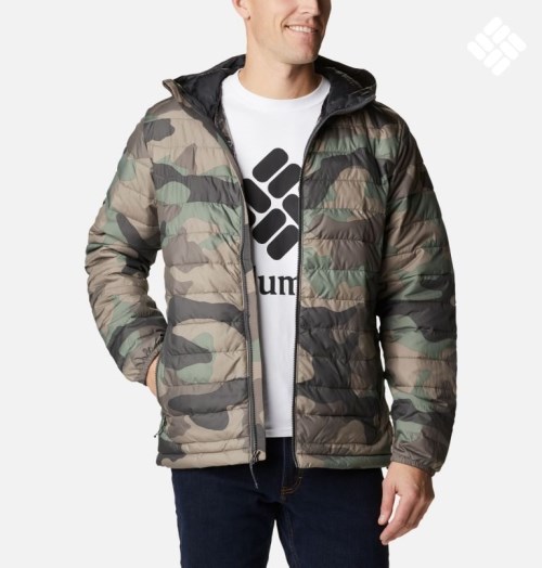 Men's Columbia Powder Lite Hooded Insulated Jackets Camo | CA-KLCA6