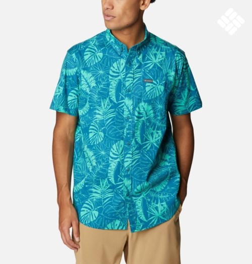 Men's Columbia Rapid Rivers Printed Short Sleeve Shirts Turquoise | CA-P318A