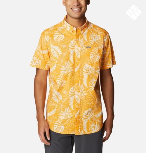 Men's Columbia Rapid Rivers Printed Short Sleeve Shirts Mango | CA-UAL38