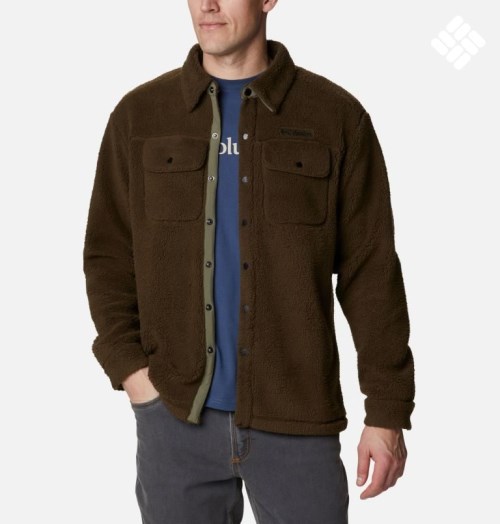 Men's Columbia Rugged Ridge Sherpa Shirts Dark Brown | CA-E50LA