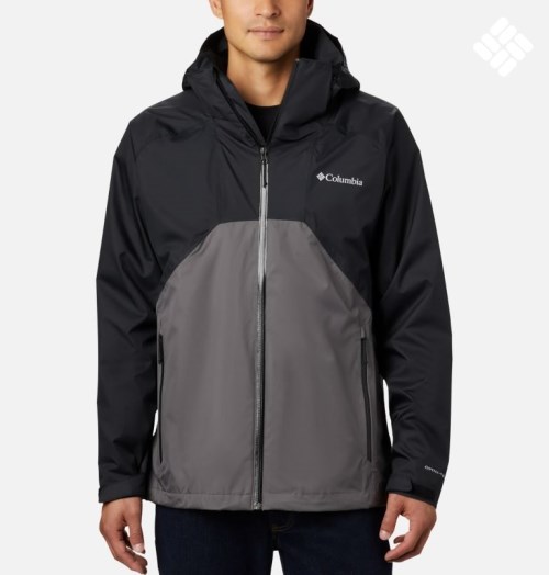 Men's Columbia Scape Rain Jackets Black / Grey | CA-N43L6