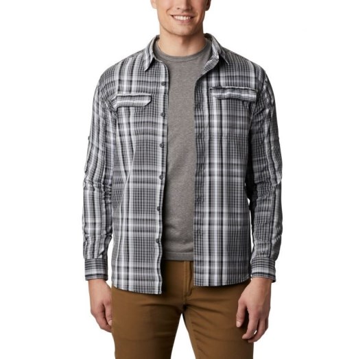 Men's Columbia Silver Ridge 2.0 Plaid Long Sleeve Shirts Grey | CA-B35C0