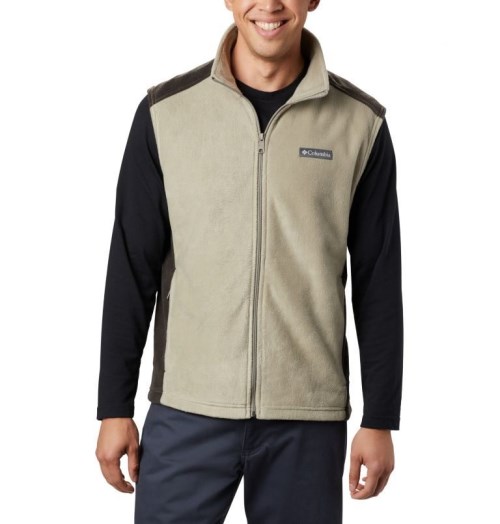 Men's Columbia Steens Mountain Fleece Vest Olive | CA-SL35A