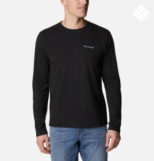 Men's Columbia Sun Trek Long Sleeve Sweatshirts Black | CA-Q8340