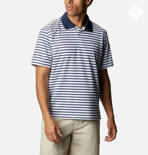 Men's Columbia Super Skiff Cast Polo Shirts Stripe | CA-DCL80