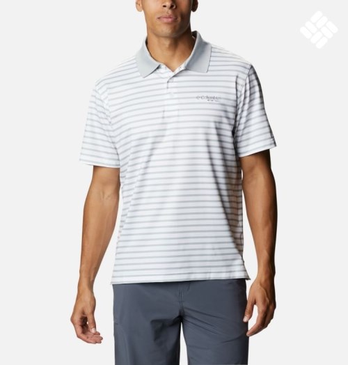 Men's Columbia Super Skiff Cast Polo Shirts Stripe | CA-P1438