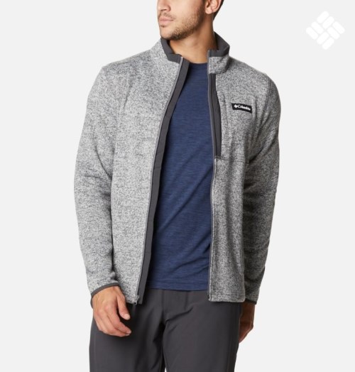 Men's Columbia Sweater Weather Full Zip Fleece Jackets Grey | CA-PC615