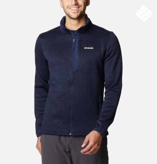 Men's Columbia Sweater Weather Full Zip Fleece Jackets Navy | CA-Y3CA8