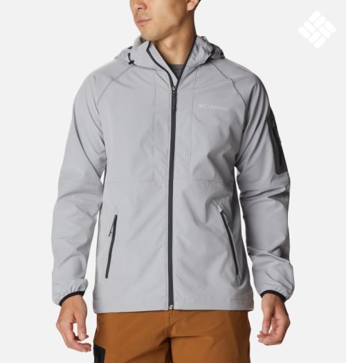 Men's Columbia Tall Heights Hooded Shell Jackets Light Grey | CA-M4L51