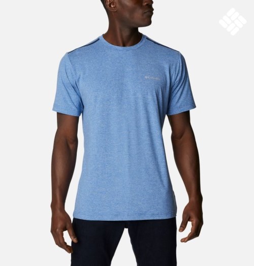 Men's Columbia Tech Trail Crew Neck T Shirts Blue | CA-JC015