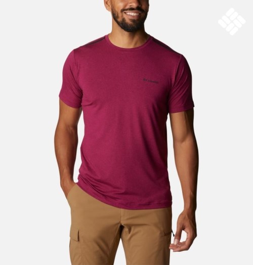 Men's Columbia Tech Trail Crew Neck T Shirts Fuchsia | CA-ZL601