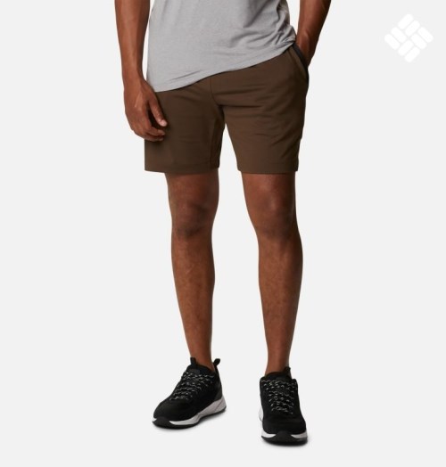 Men's Columbia Tech Trail Knit Shorts Dark Brown | CA-X8A4L