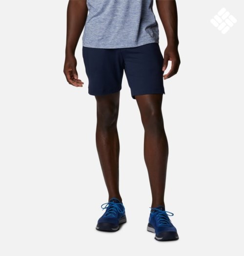 Men's Columbia Tech Trail Knit Shorts Navy | CA-M4ALC