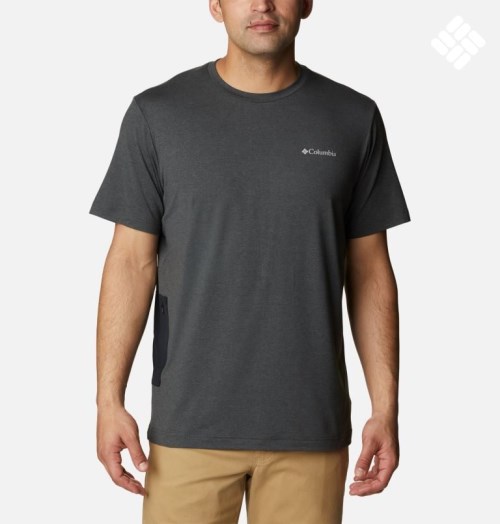 Men's Columbia Tech Trail Novelty Pocket T Shirts Black | CA-D0581