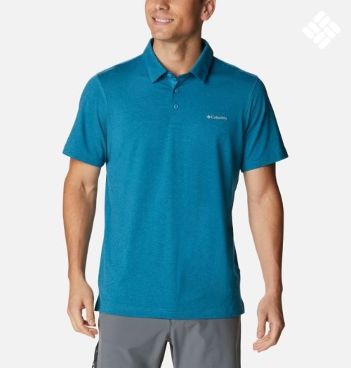 Men's Columbia Tech Trail Polo Shirts Blue | CA-JL405