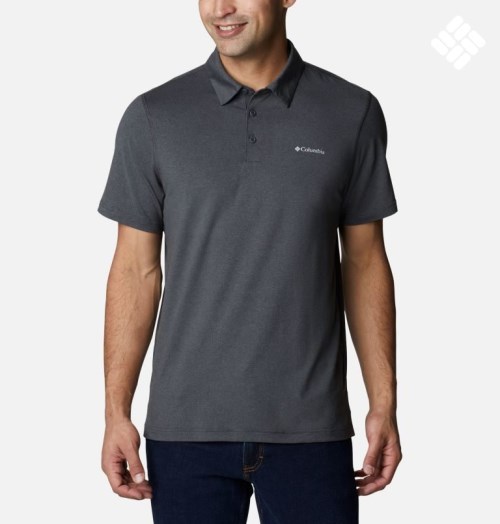 Men's Columbia Tech Trail Polo Shirts Black | CA-K3C6L