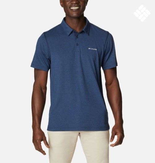 Men's Columbia Tech Trail Polo Shirts Navy | CA-L183L