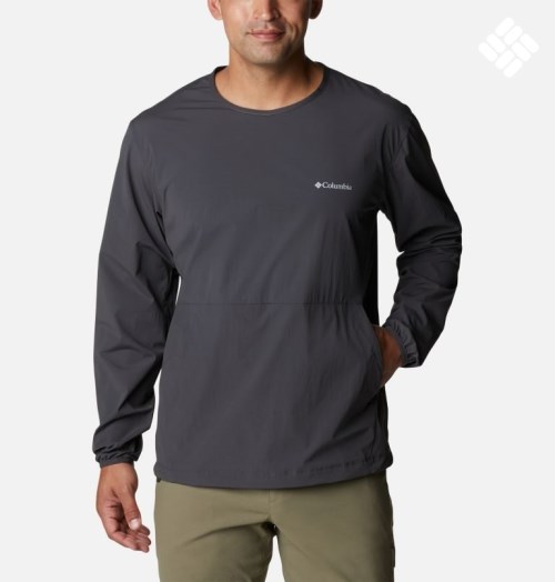 Men's Columbia Tech Trail Woven Pullover Sweatshirts Black | CA-H5840