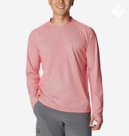 Men's Columbia Terminal Deflector Ice Long Sleeve Sweatshirts Pink | CA-HC816