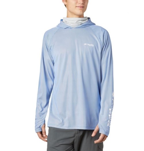 Men's Columbia Terminal Deflector ZERO Hoodie Light Blue | CA-G8153