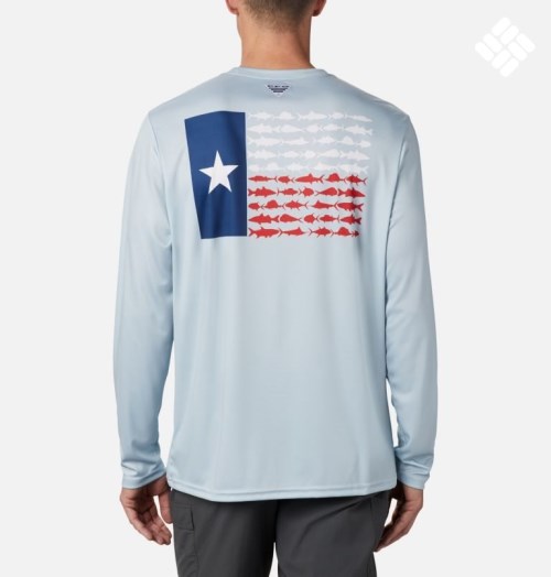 Men's Columbia Terminal Tackle PFG Fish Flag Long Sleeve Sweatshirts Light Grey | CA-B01C5